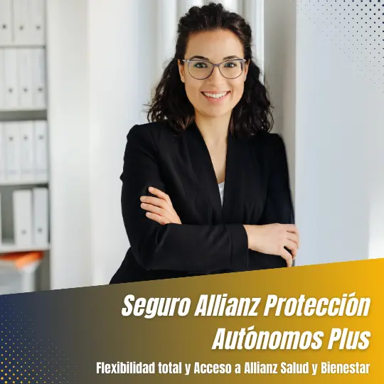 Mujer con Seguro Allianz Protección Autónomos Plus Ofrece Allianz Salud y Bienestar