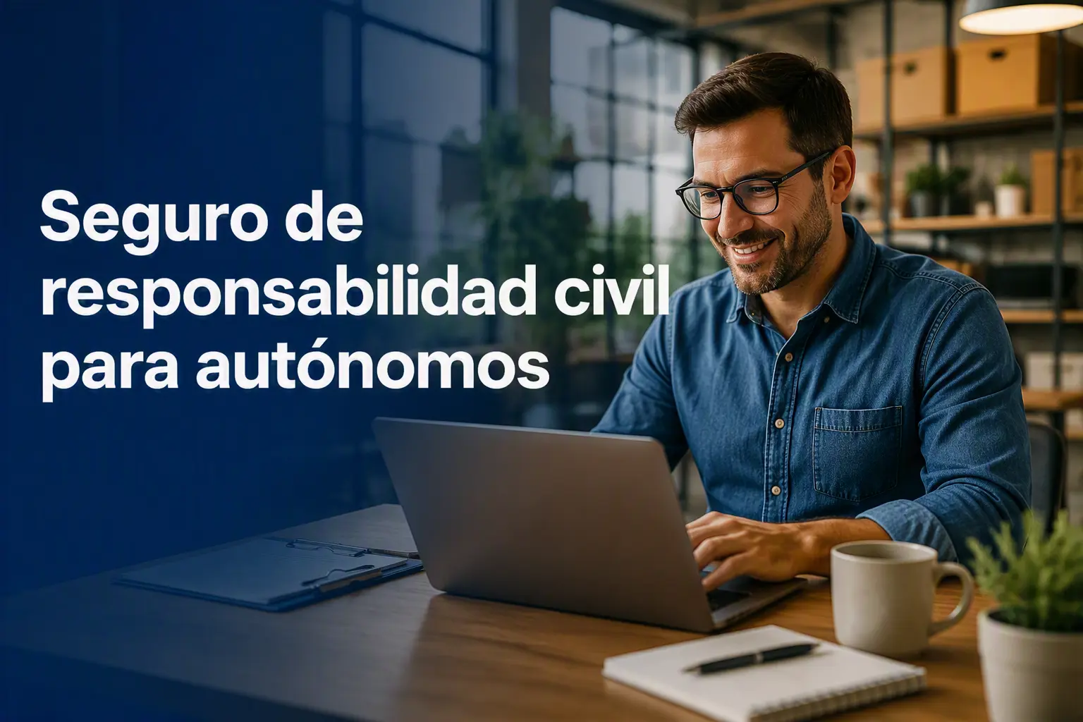Hombre Autónomo contratando su Seguro de responsabilidad civil para autónomos